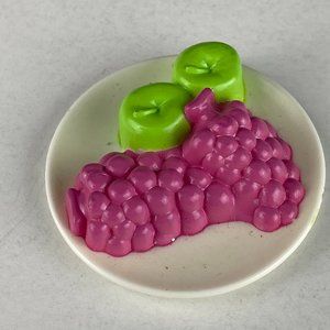 Barbie White Round Plate of Grapes and Apples Pretend Play Accessory Playset Toy